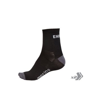 Endura BaaBaa Merino Socken (Doppelpack): Schwarz - S