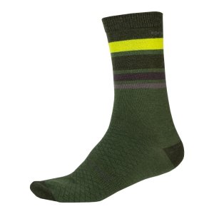 Endura BaaBaa Merino Stripe Socken: Waldgrün - S-M