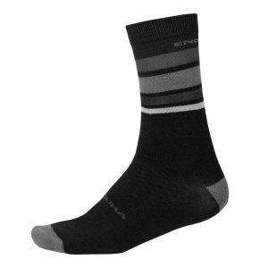 Endura BaaBaa Merino Stripe Socken: Mattschwarz - S-M