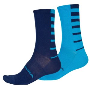 Endura Coolmax® Stripe Socken (Doppelpack): Electric Blue  - L-XL